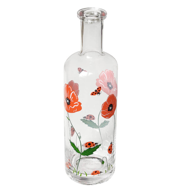 Ladybird and Poppy Glass Bottle