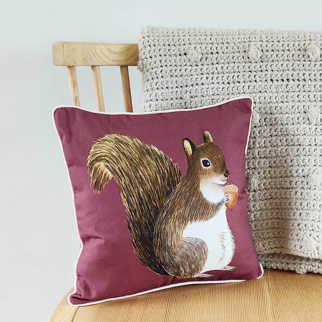 Acorn and Squirrel Cushion